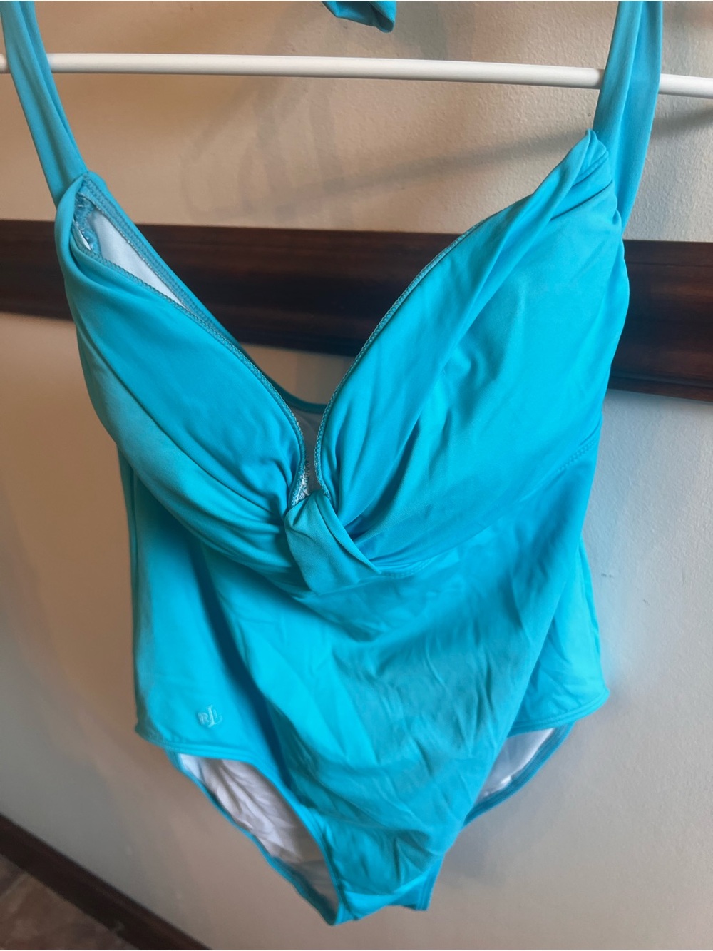 Ralph Lauren Turquoise Twist-Front One-Piece Swimsuit